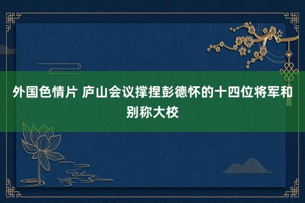 外国色情片 庐山会议撑捏彭德怀的十四位将军和别称大校