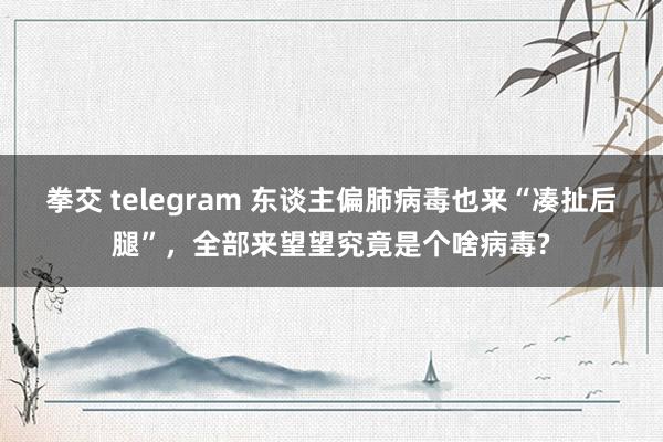 拳交 telegram 东谈主偏肺病毒也来“凑扯后腿”，全部来望望究竟是个啥病毒